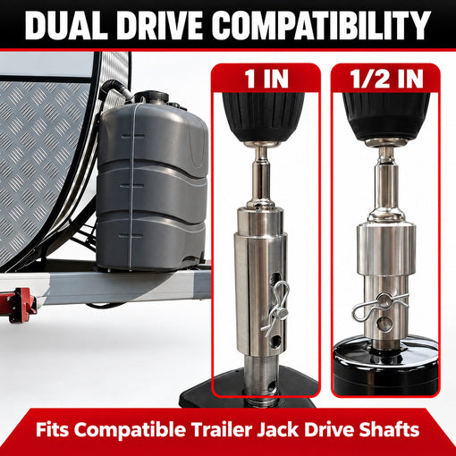 Trailer Jack Drill Adapter 1-Inch and 1/2-Inch Combo Kit