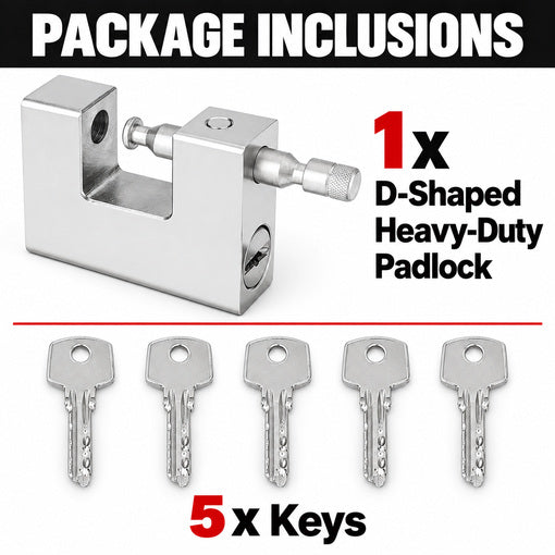 D-Shaped Heavy-Duty Shipping Container Padlock with 5 Keys