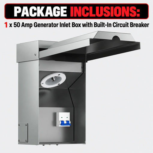 50 Amp Generator Inlet Box with Circuit Breaker