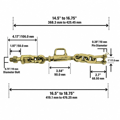 2-Pack Tractor 3-Point Hitch Sway Chain Stabilizer Replacement