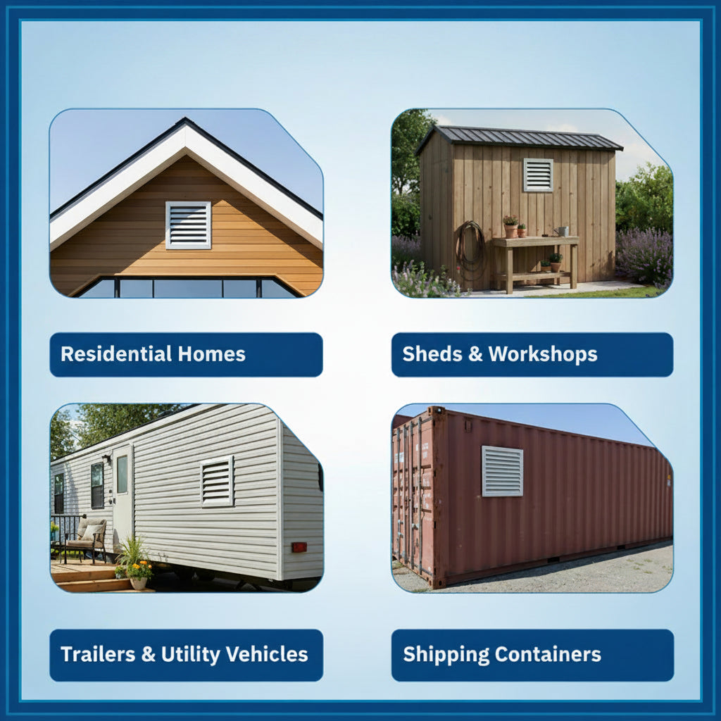 2-Pack Shipping Container Aluminum Gable Vents with Screen