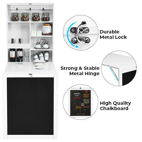 24 Inch Wall Mounted Desk and Chalkboard