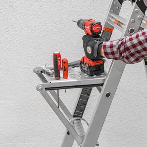 Platform Ladder Accessory as a tool tray