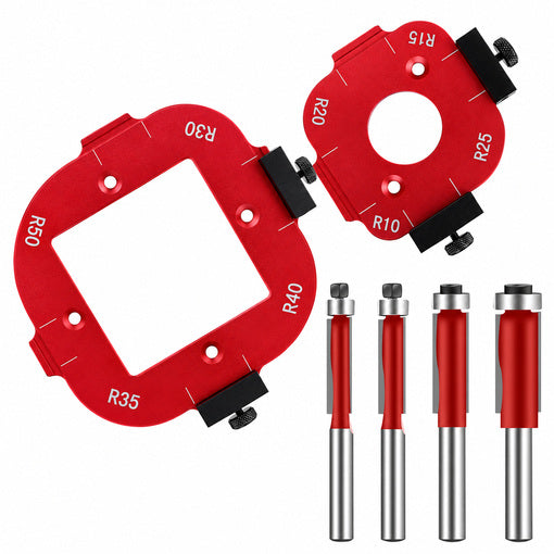2PCS 4-in-1 Rounded Corner Router Template with 4 Milling Cutters