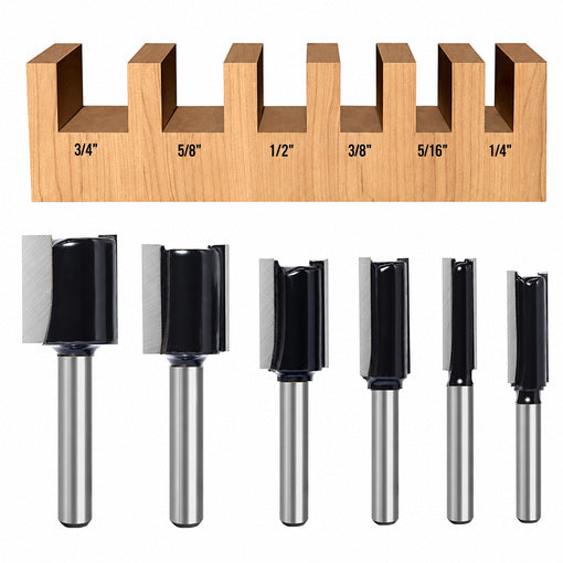 6PCS Straight Router Bit Set 1/4" Shank