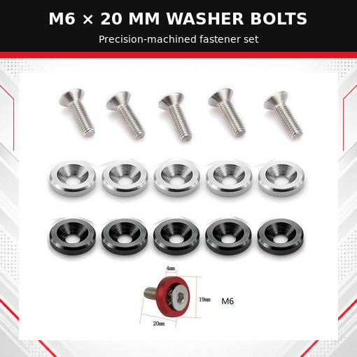25PCS Fender Bumper Washers Engine Bay Dress Up Fastener Kit