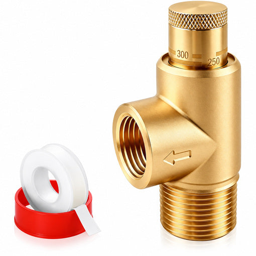 Poppet-Style Adjustable Pressure Relief Valve 100-300 PSI