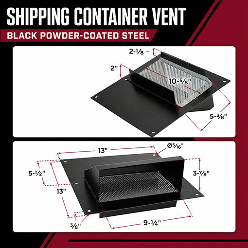 2-Pack Shipping Container Steel Vent with Bug Screen