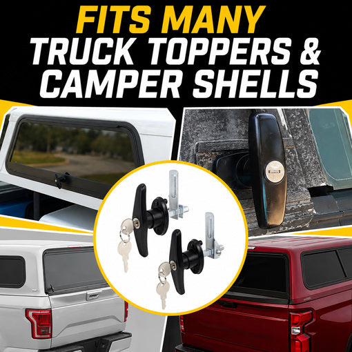 Pickup Truck Cap Camper Shell T-Handle Lock Latch Set