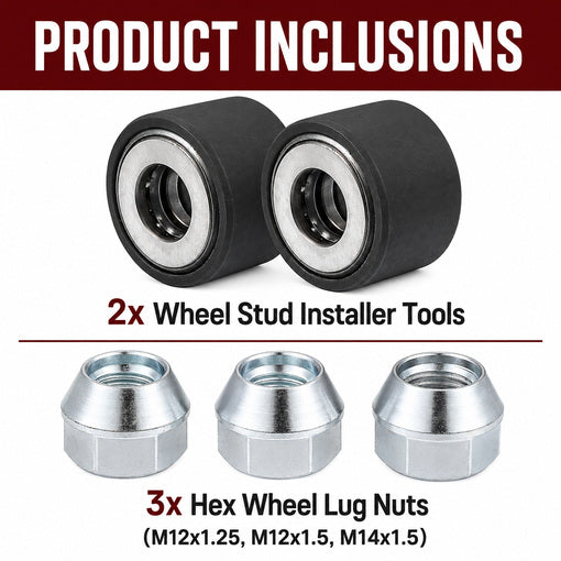 Universal Wheel Stud Installer Tool with 3/4-Inch Hex Wheel Lug Nuts