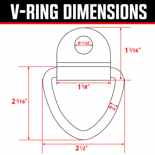 10-Pack Bolt-On Trailer V-Ring Tie-Down Anchors