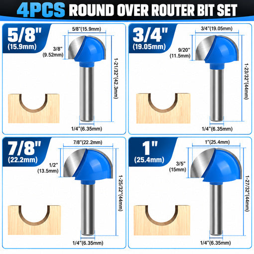 8PCS Core Box Router Bit Set
