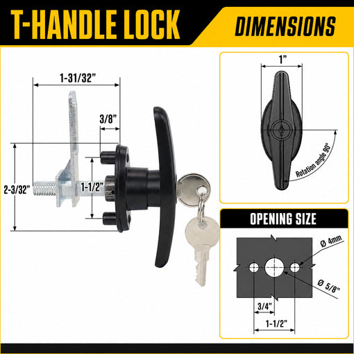Pickup Truck Cap Camper Shell T-Handle Lock Latch Set