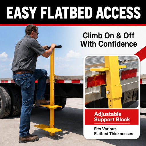 Heavy-Duty Flatbed Trailer 2-Step Anti-Slip Ladder