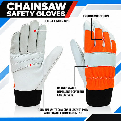 Chainsaw Gloves Saw Protection on Left Hand Back