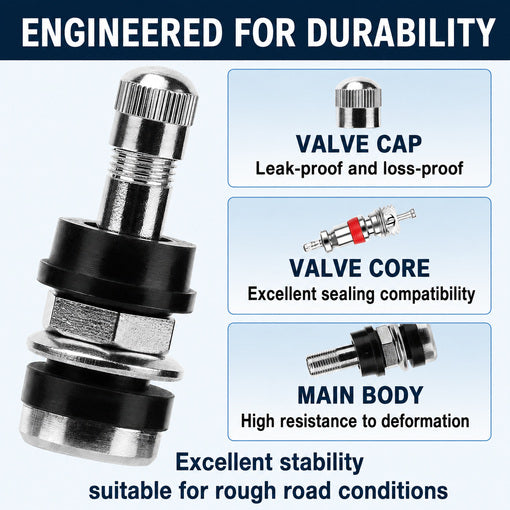 Clamp-in Metal Tire Valve Stem Set