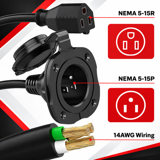 Shipping Container Dual Cord Plug-and-Play Inlet Extension Power Kit
