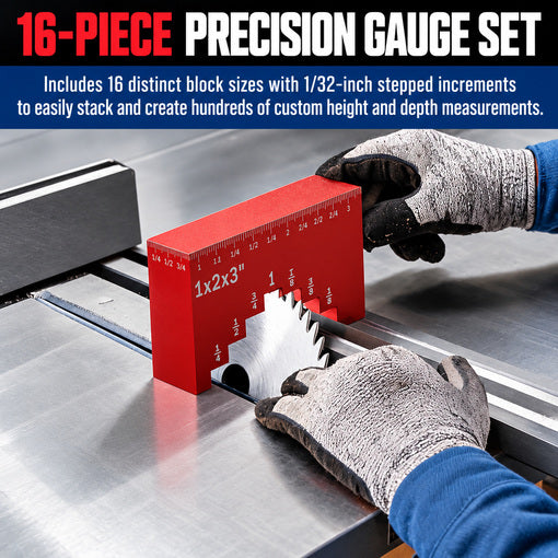 16Pcs Router Saw and Table Saw Setup Height Blocks Gauge