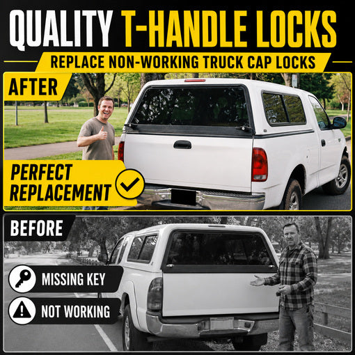 Pickup Truck Cap Camper Shell T-Handle Lock Latch Set
