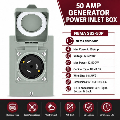 Shipping Container 50 Amp Generator Power Inlet Box