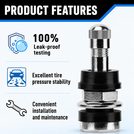 Clamp-in Metal Tire Valve Stem Set
