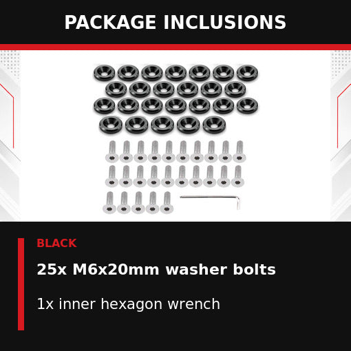 25PCS Fender Bumper Washers Engine Bay Dress Up Fastener Kit