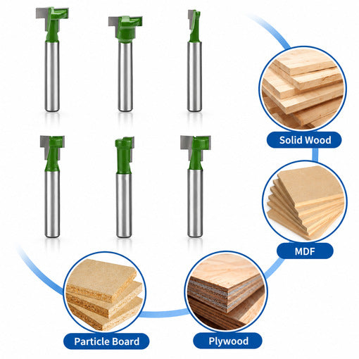 6PCS 1/4" Shank Router Keyhole Bit Set