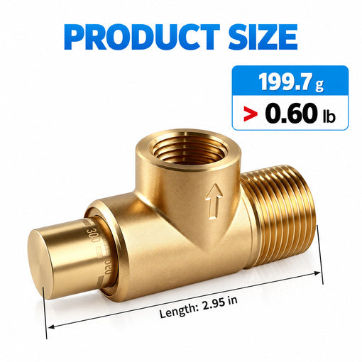 Poppet-Style Adjustable Pressure Relief Valve 100-300 PSI