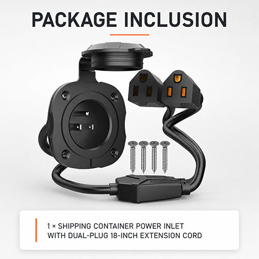 Shipping Container Power Inlet with Dual-Plug 18-Inch Extension Cord
