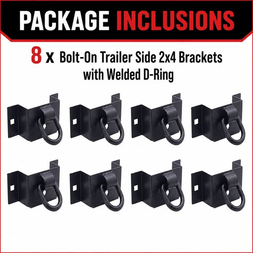 Bolt-On Trailer Side 2x4 Brackets with Welded D-Ring