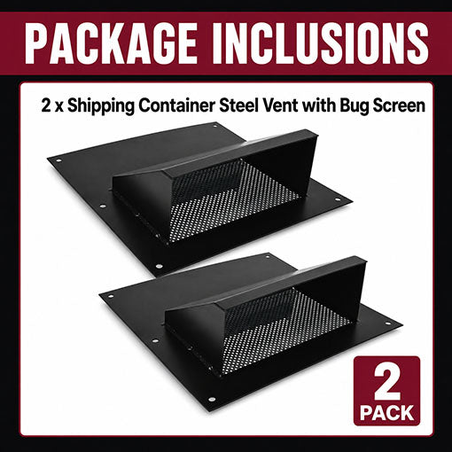 2-Pack Shipping Container Steel Vent with Bug Screen