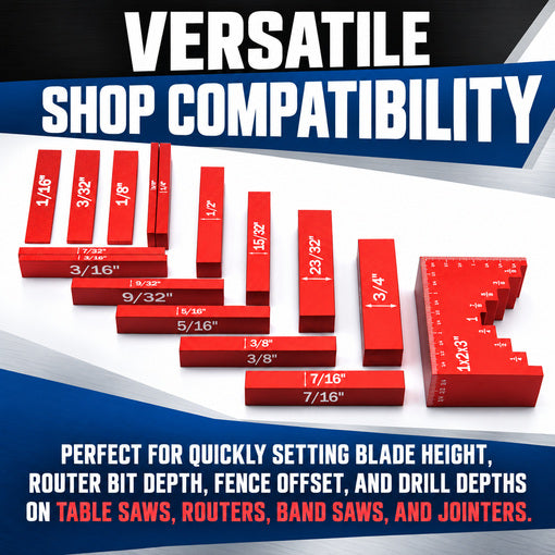16Pcs Router Saw and Table Saw Setup Height Blocks Gauge