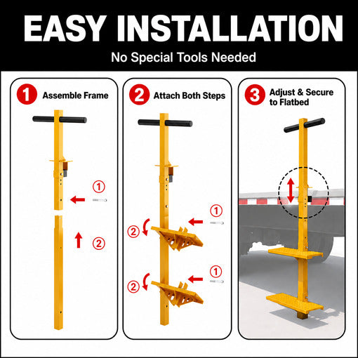 Heavy-Duty Flatbed Trailer 2-Step Anti-Slip Ladder