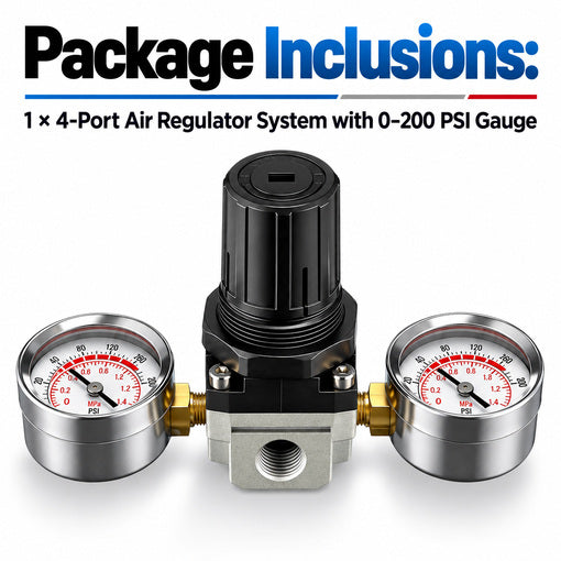 4-Port Air Regulator System with 0-200 PSI Gauge