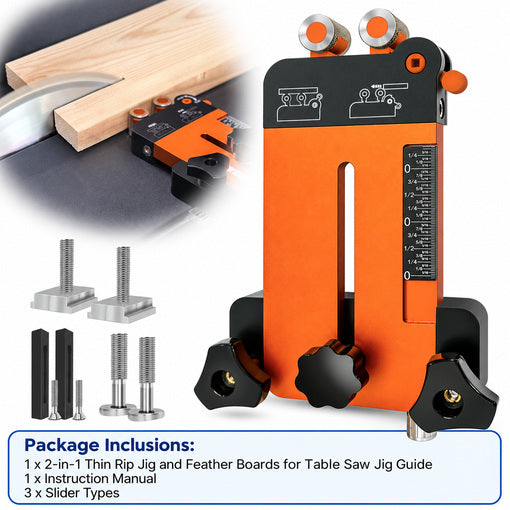 2-in-1 Thin Rip Jig and Feather Boards for Table Saw Jig Guide