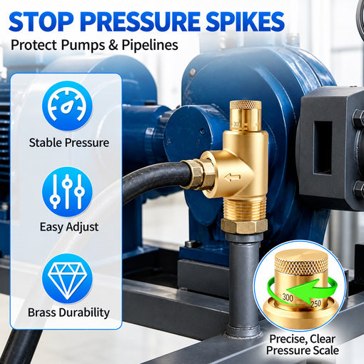 Poppet-Style Adjustable Pressure Relief Valve 100-300 PSI