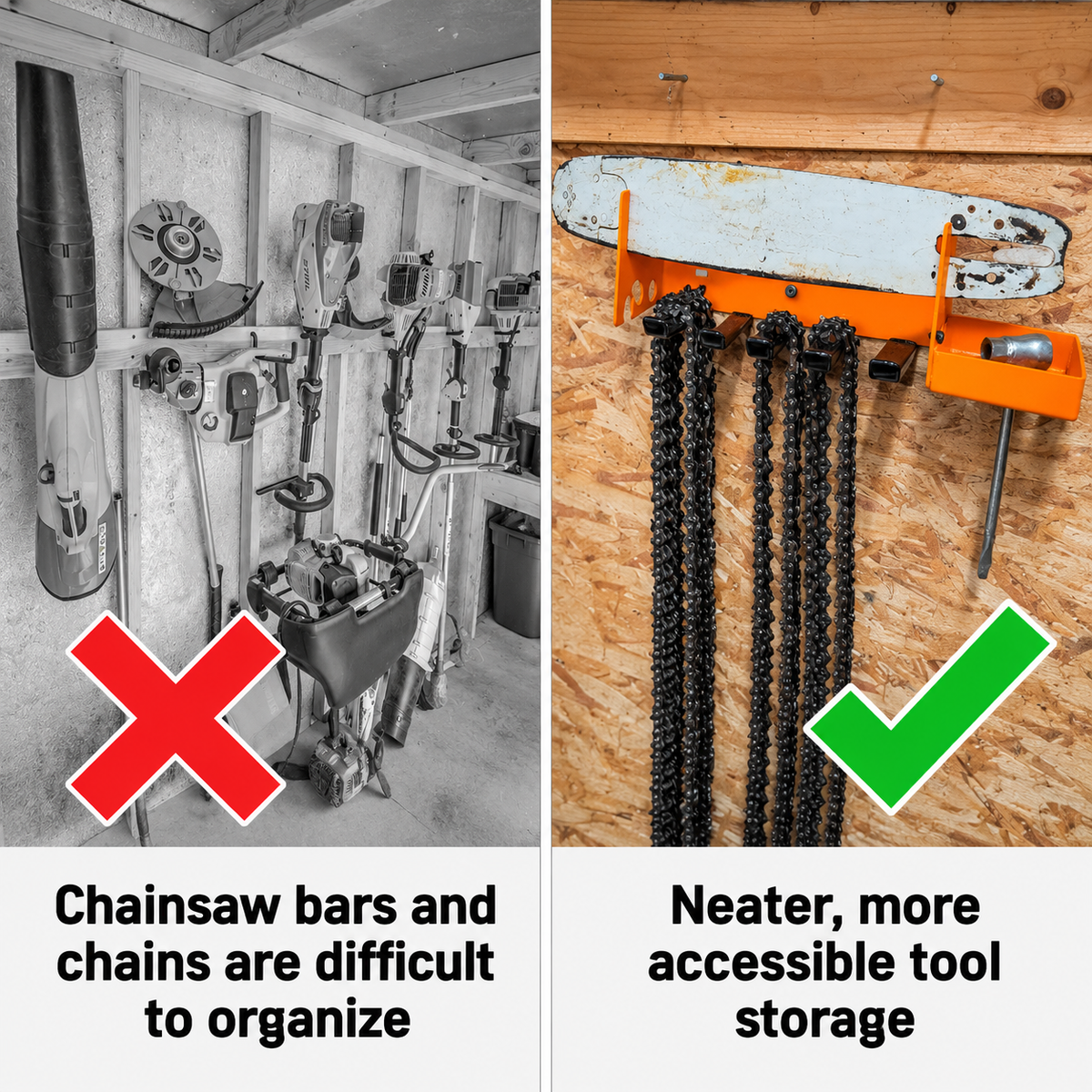 Heavy-Duty Chainsaw Bar and Chain Rack
