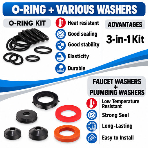 1075 PCS O-Ring and Faucet Washers and Plumbing Washers Assortment Kit