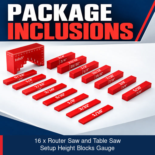 16Pcs Router Saw and Table Saw Setup Height Blocks Gauge