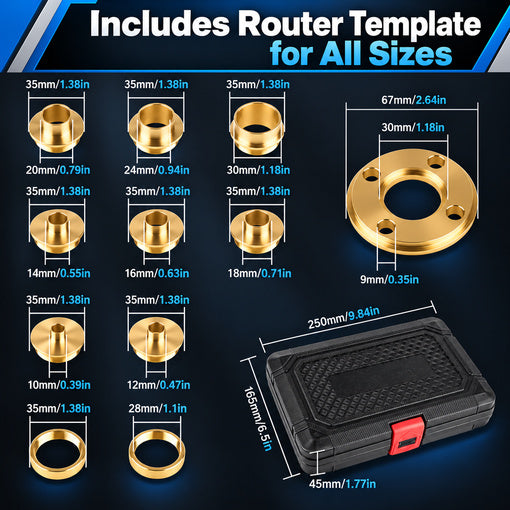 11PCS Brass Router Bushing Guide Set