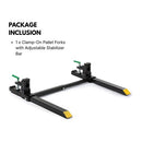 Clamp-On Pallet Forks with Adjustable Stabilizer Bar