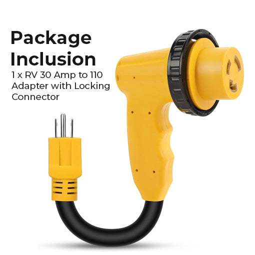RV 30 Amp to 110 Adapter with Locking Connector