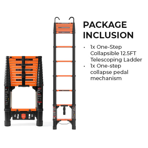 One-Step Collapsible 12.5FT Telescoping Ladder