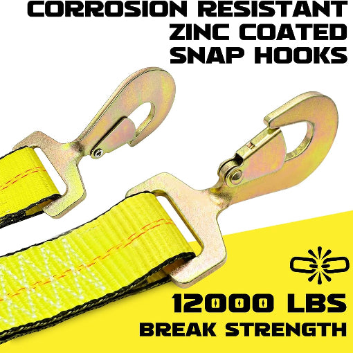 2-Pack Trailer Tow Dolly Basket Strap with Twisted Snap Hooks
