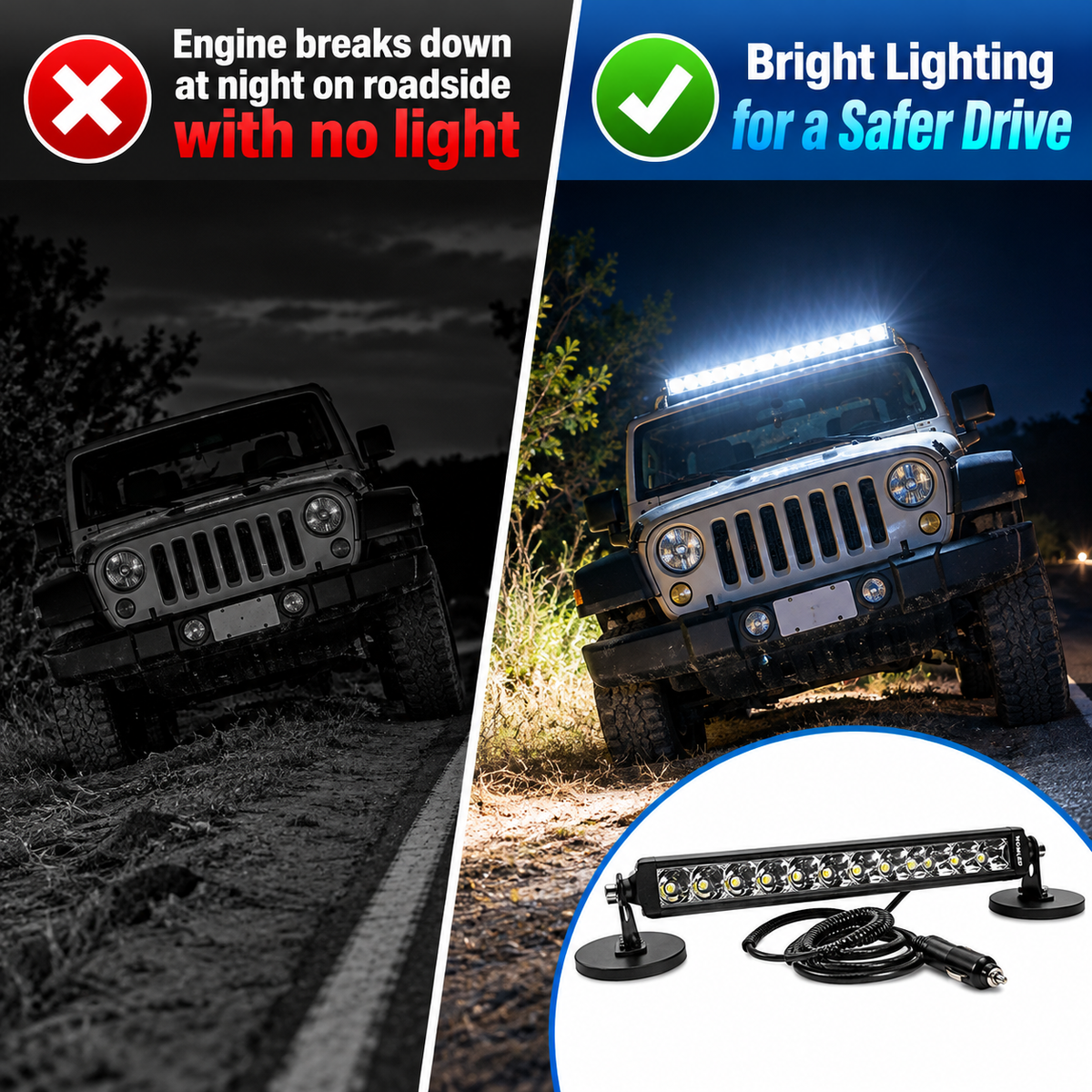 14-Inch 200W Tractor Portable Magnetic Work Light Bar