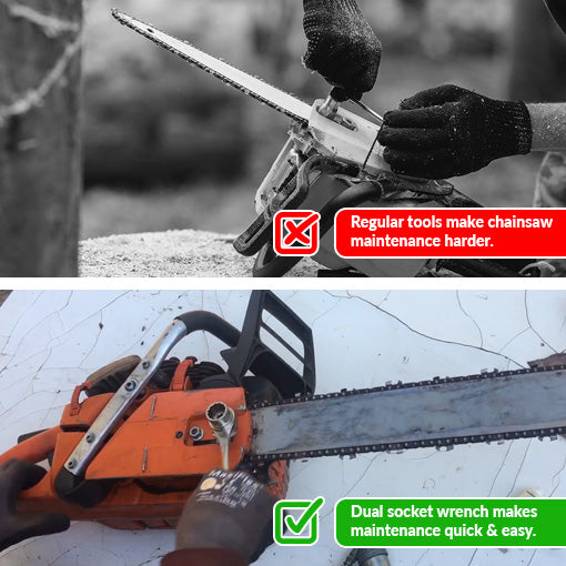 Dual Socket Ratcheting Chainsaw Wrench
