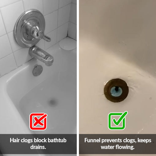 No-Hair Catch Bathtub Drain Funnel