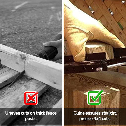 Reciprocating Post Fence and Deck Post Reciprocating Saw Guide Attachment