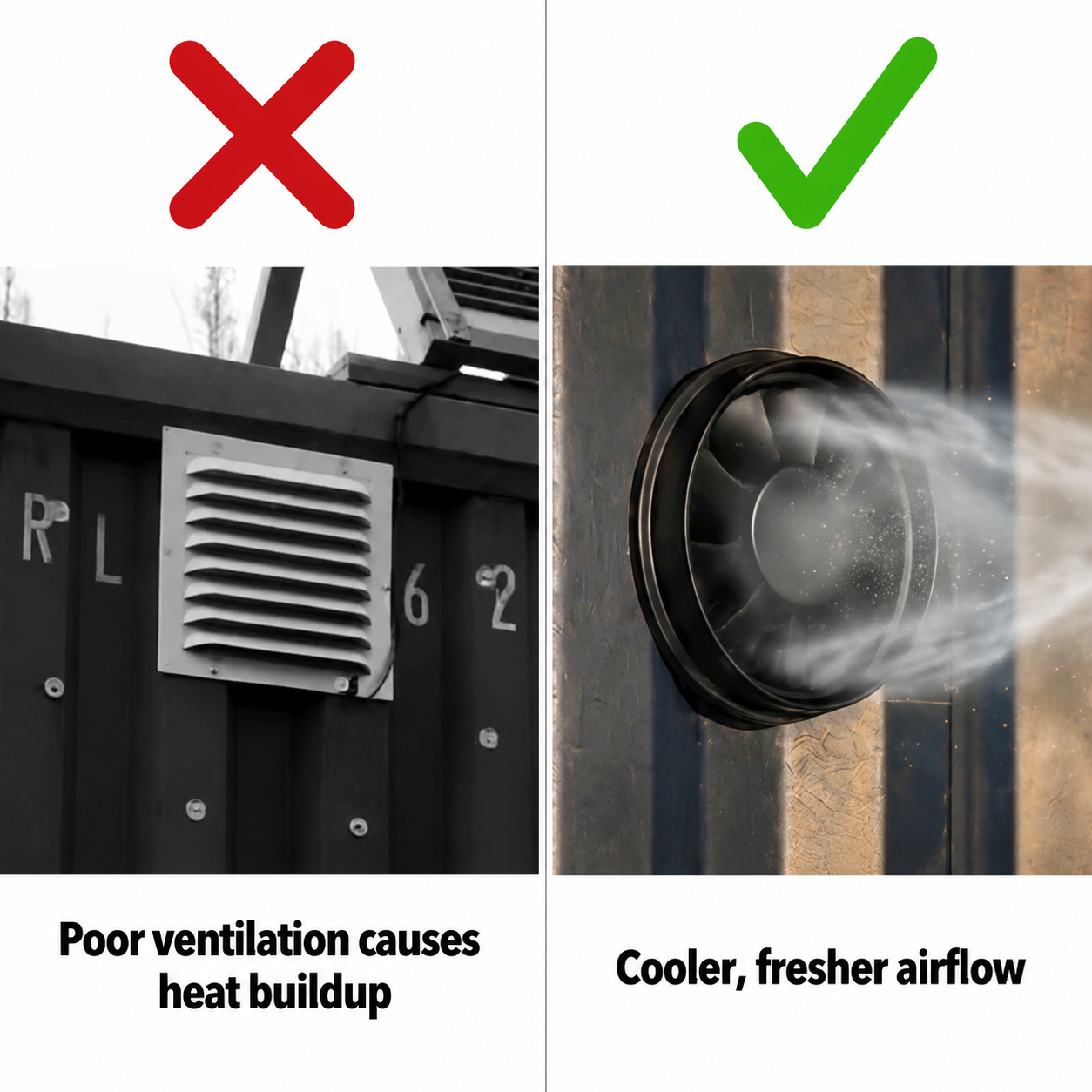 Shipping Container 25W Solar-Powered Exhaust Fan Kit