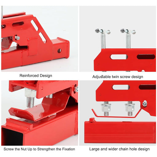 Clamp-On Trailer Hitch Receiver with Chain 3/8" Tractor Bucket Grab Hook
